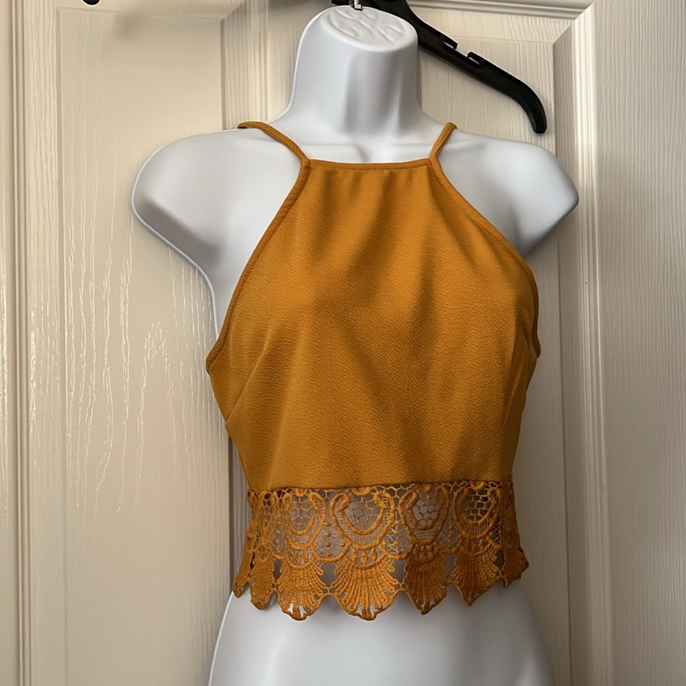 Windsor Yellow Lace Crop Top NWOT